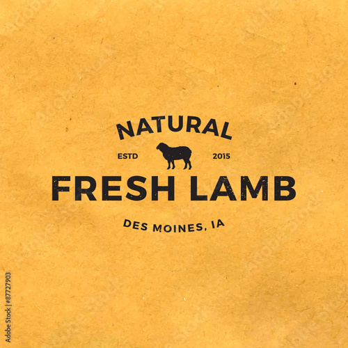 premium lamb label with grunge texture on old paper background