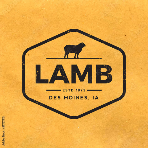 premium lamb label with grunge texture on old paper background