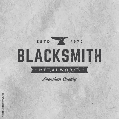 blacksmith emblem with grunge texture on old paper background