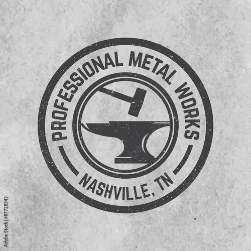 blacksmith emblem with grunge texture on old paper background