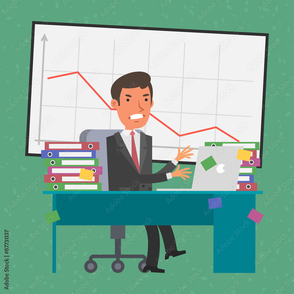 Businessman sitting at table angry Businessman sitting at table angry