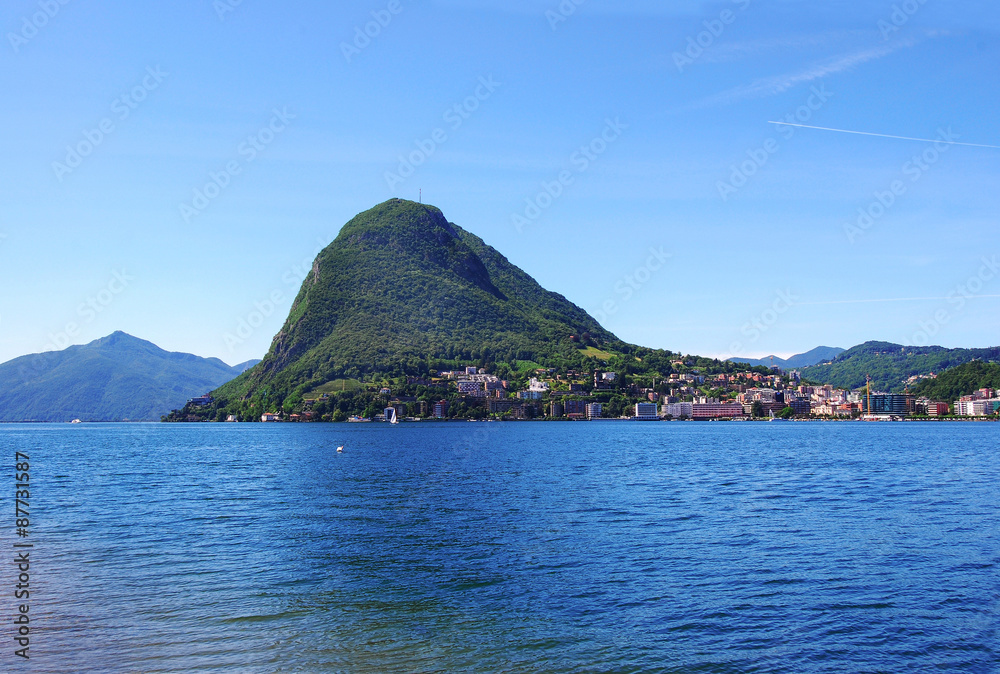 Luganer sea, Switzerland - The mountain  San Salvatore, one of the two house mountains of Lugano.