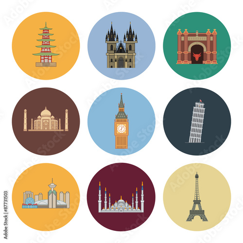 9 flat landmark icons