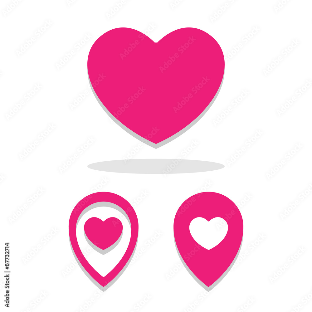 Heart and Pin Heart icons set great for any use. Vector EPS10. Heart and Pin Heart icons set great for any use. Vector EPS10.