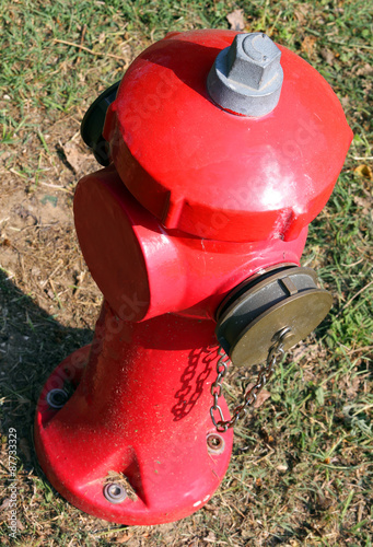 red fire hydrant to extinguish fires in the village