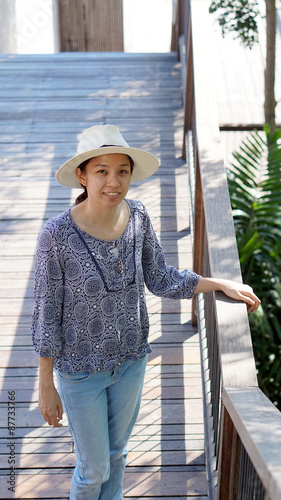 asian girl in holiday with straw hat
