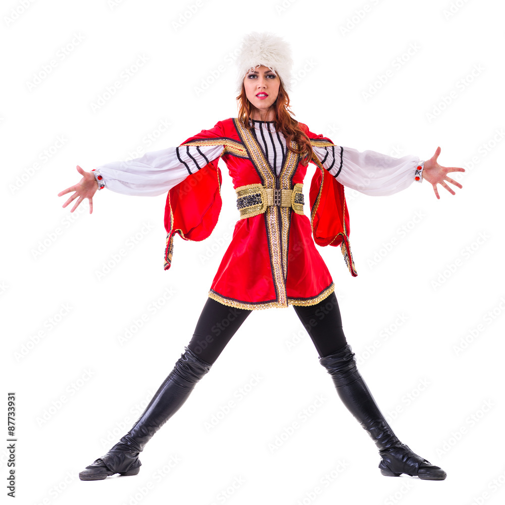 Handsome woman dancing lezginka Handsome woman dancing lezginka