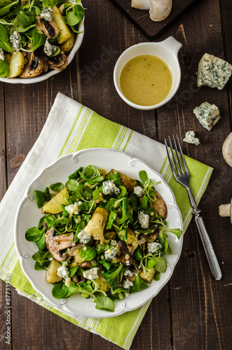 Fresh salad with vegetable and blue cheese photo