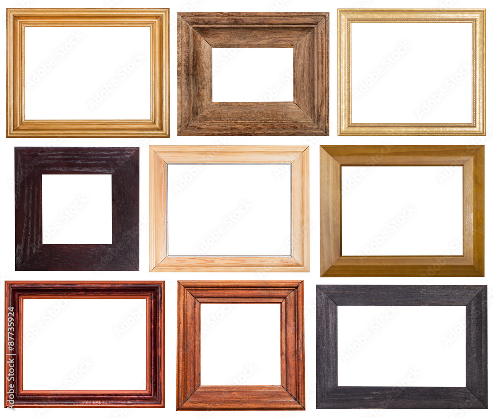 set of 9 pcs wide wooden picture frames