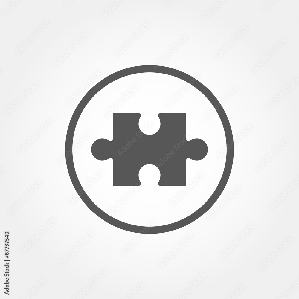 Jigsaw puzzle vector icon in the button Jigsaw puzzle vector icon in the button