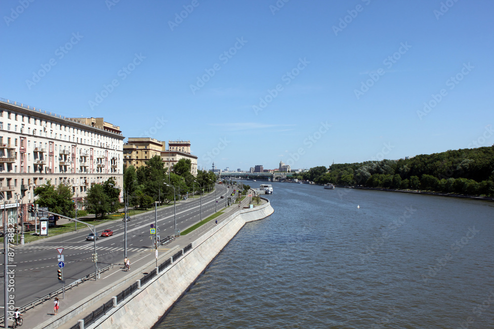 The Moskva-river and Frunzenskaya embankment in Moscow The Moskva-river and Frunzenskaya embankment in Moscow