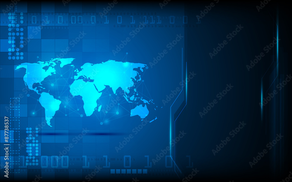 vector abstract world map digital technology innovation template background