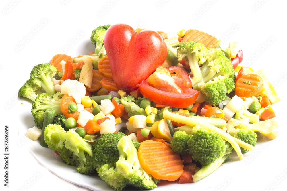 Cumulative healthy salad vegetables with tomato