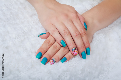 Light blue nail art