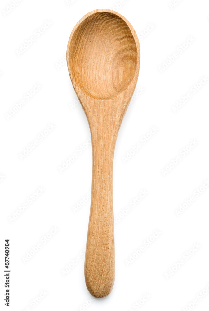 Carving wooden spoon isolated on white background cutout
