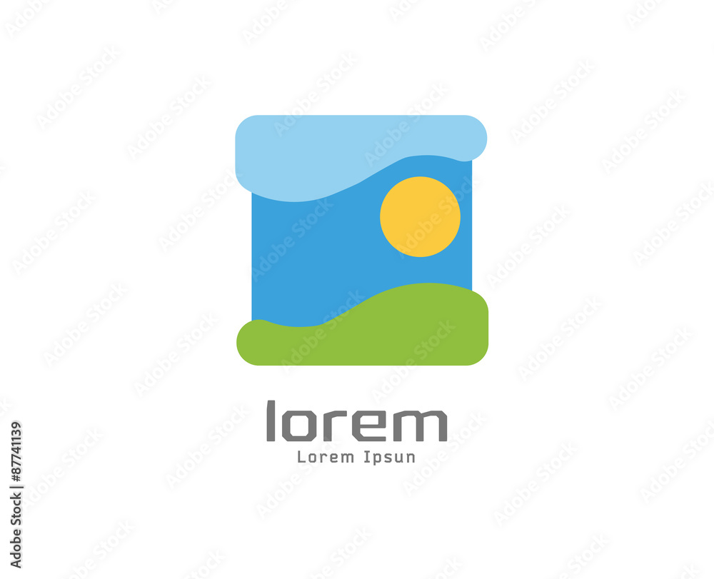 Abstract nature landscape vector icon. Isolated on white Abstract nature landscape vector icon. Isolated on white