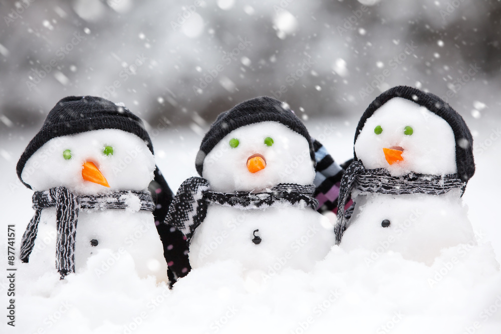 Three cute snowmen