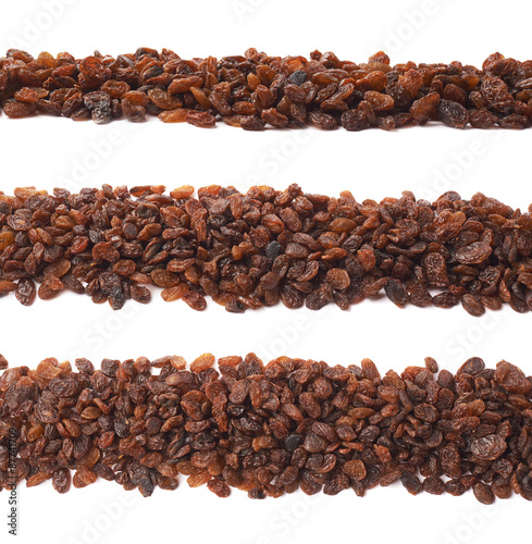 Line made of raisins isolated