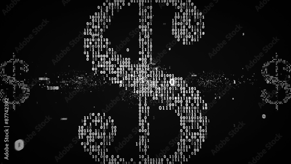 Binary Dollar Symbol Black