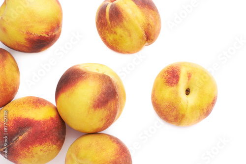 Pile of peach fruits isolated