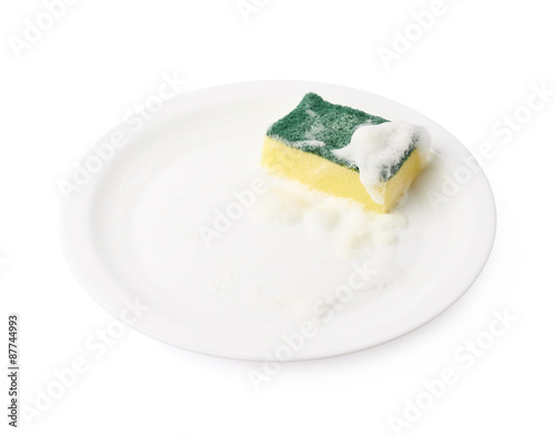 Foam covered sponge over ceramic plate