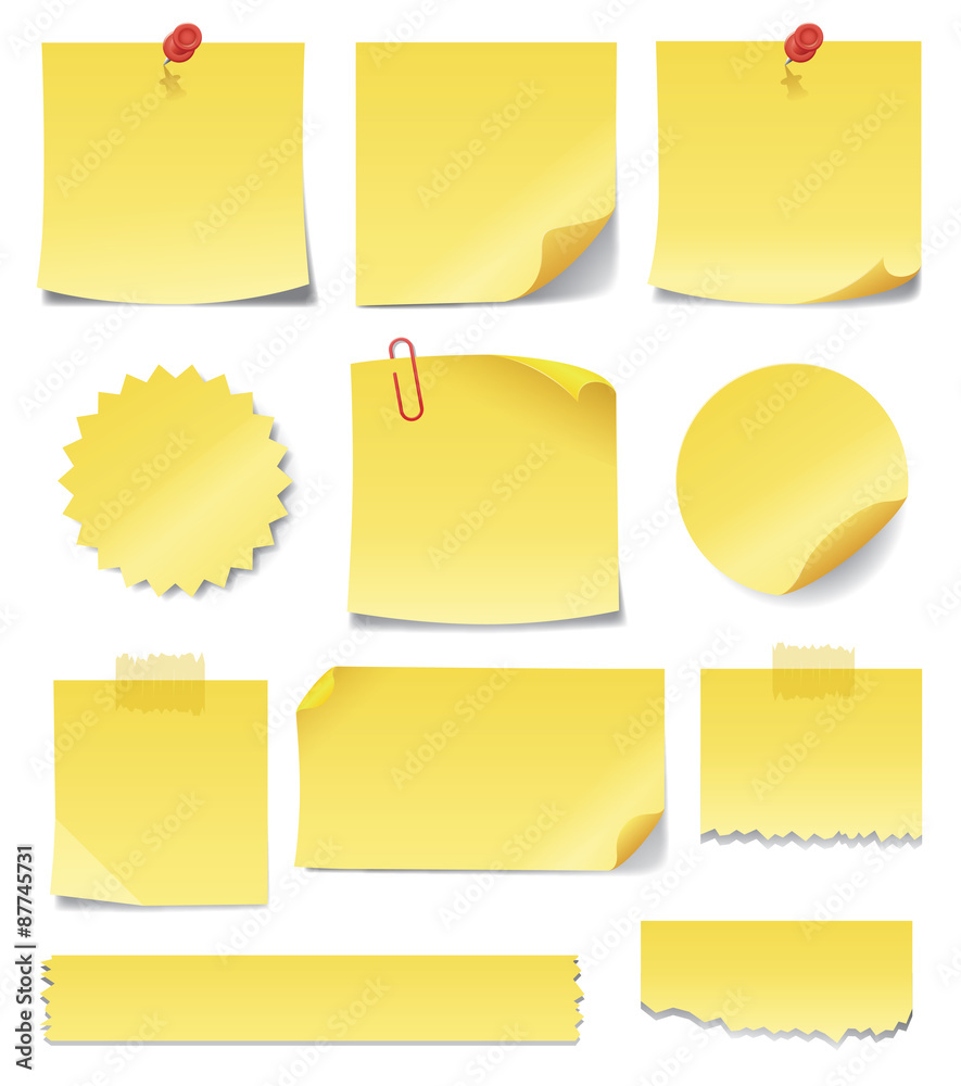 Yellow Sticky Notes. Write your own messages on these sticky notes.