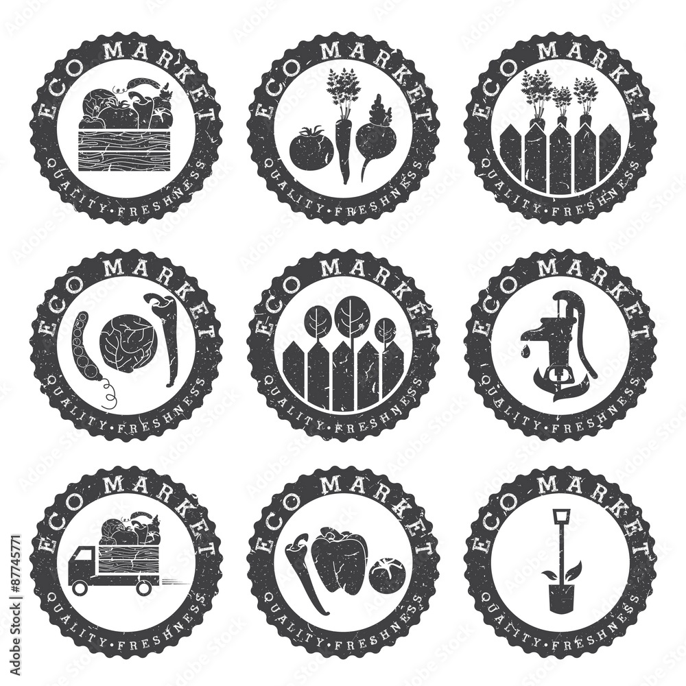 Obraz premium Illustration farmers eco labels. Vector