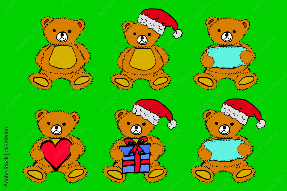 set Teddy Bear at green background
set Teddy Bear at green background