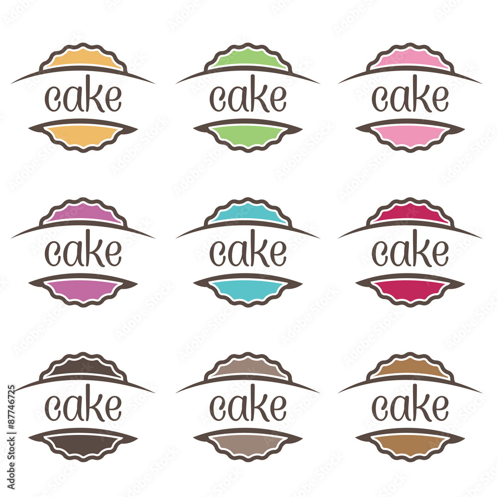 Illustration of cakes label. Vector