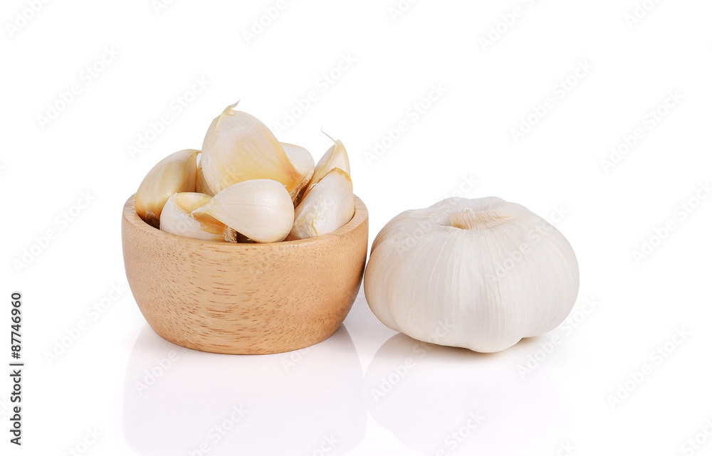 Organic garlic on white background Organic garlic on white background