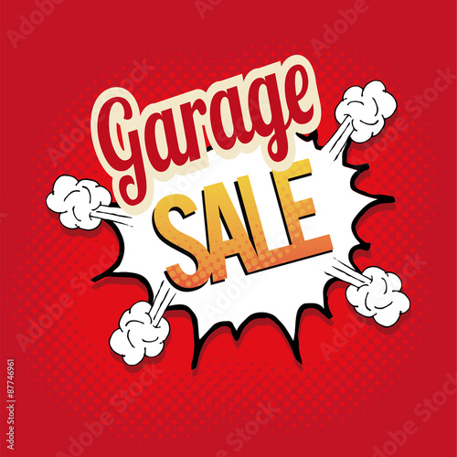 garage sale illustrator over retro background