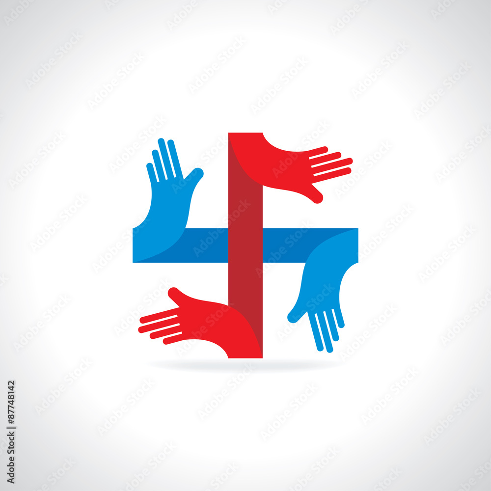 Fototapeta premium colorful hand teamwork vector illustration 