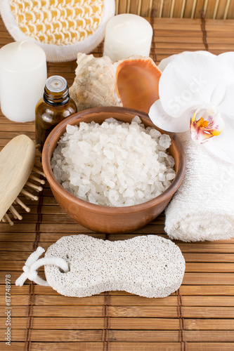 Spa salon with sea salt