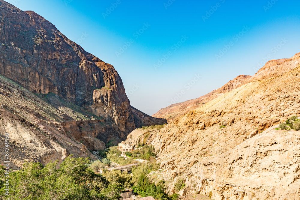 Jordanian Valley at Hammamat Ma'in in Madaba, Jordan.