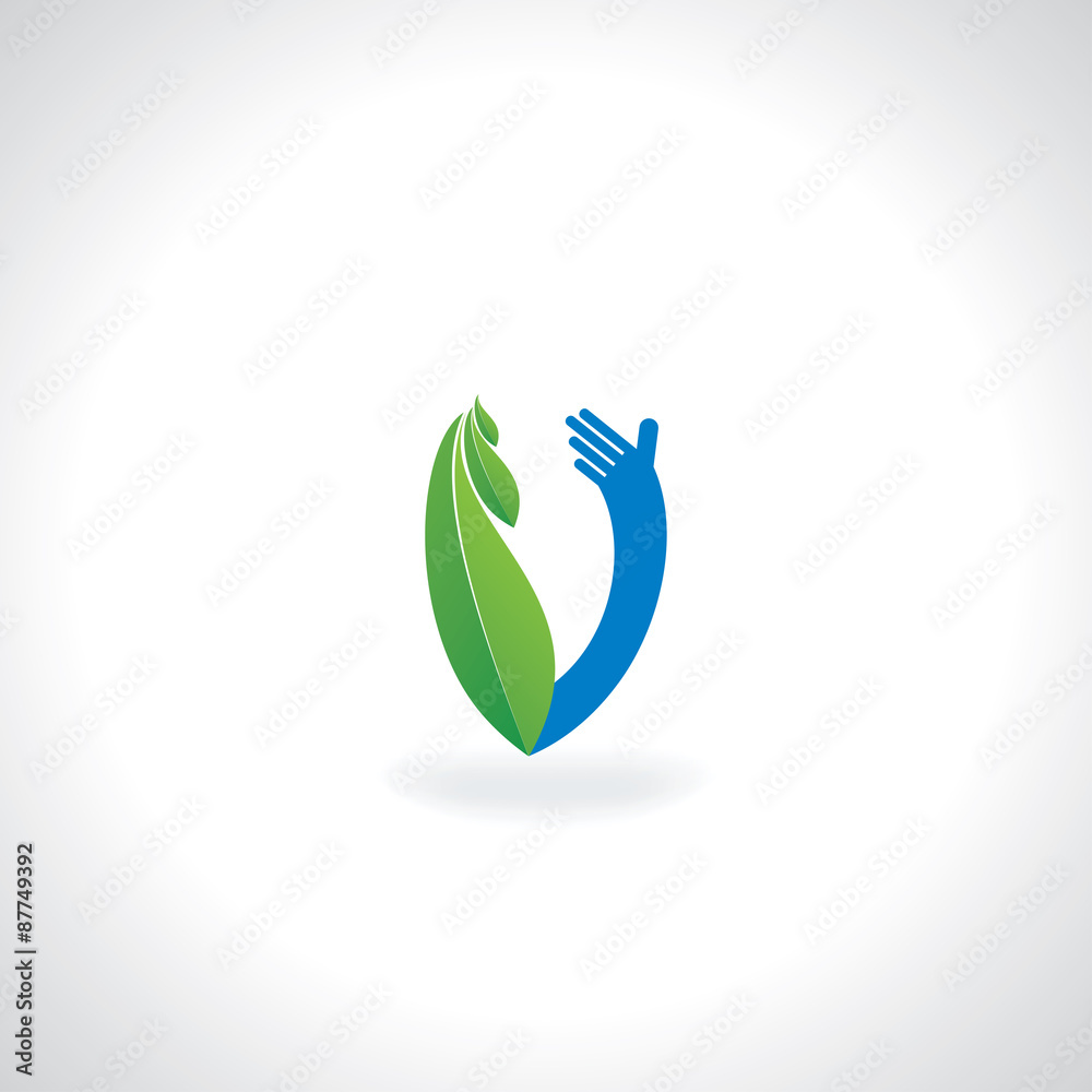 hands caring green leaf vector hands caring green leaf vector