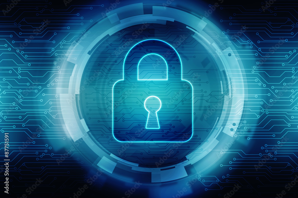 Safety concept: Closed Padlock on digital background Safety concept: Closed Padlock on digital background
