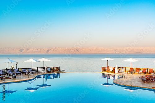 Dead Sea viewed from east side in Jordan.