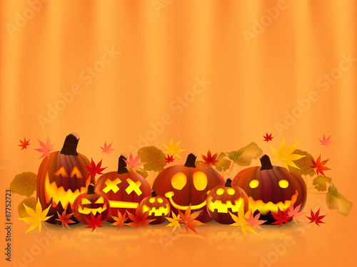 ハロウィン　かぼちゃ　もみじ