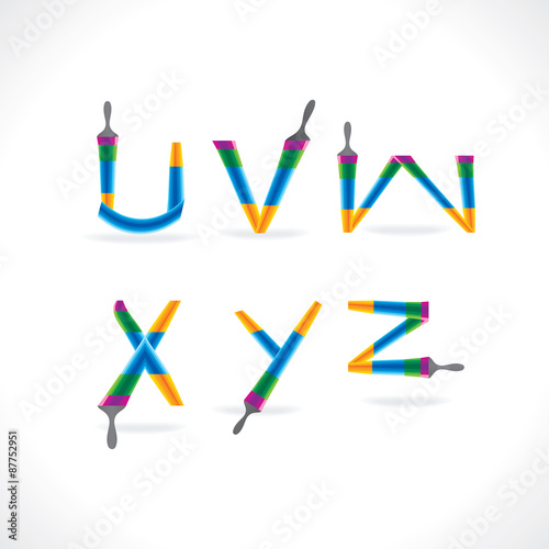 alphabet created with painting brush vector 