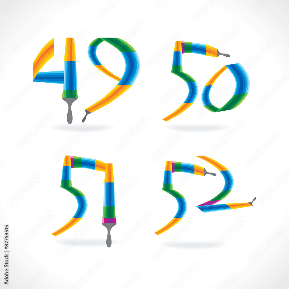 number created with panting brush vector number created with panting brush vector