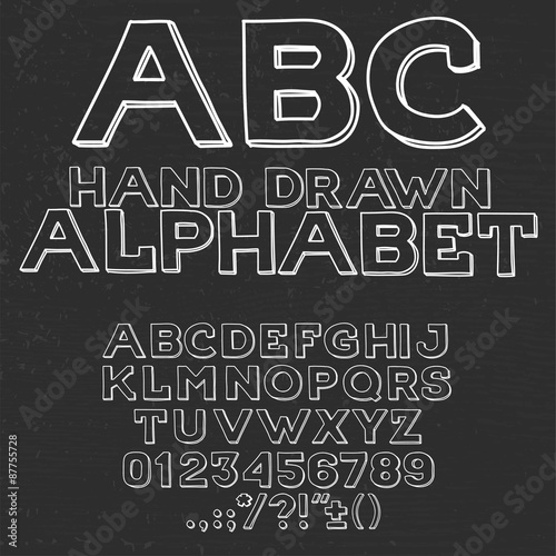 Hand drawin alphabet handwritting abc vector font. Type letters