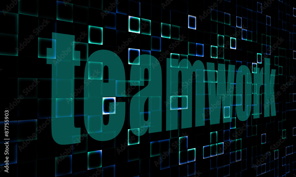 Fototapeta premium Pixelated words Teamwork on digital background