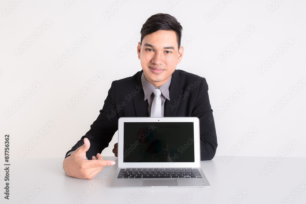 Business man with a laptop. isolated over a white background Business man with a laptop. isolated over a white background