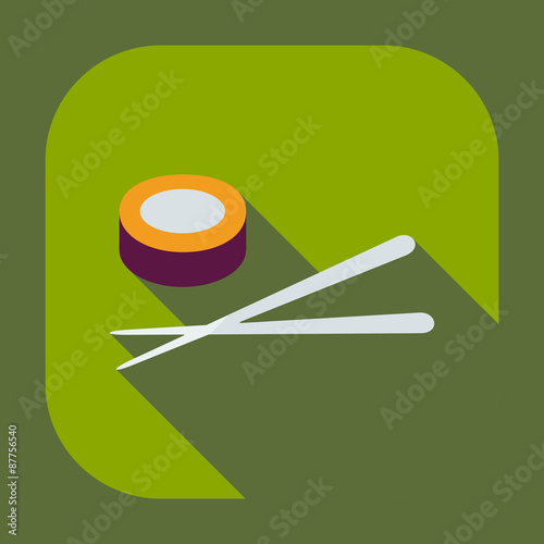 Flat modern design with shadow icons Japanese sushi