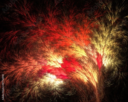 Abstract fractal design. Red fountain.