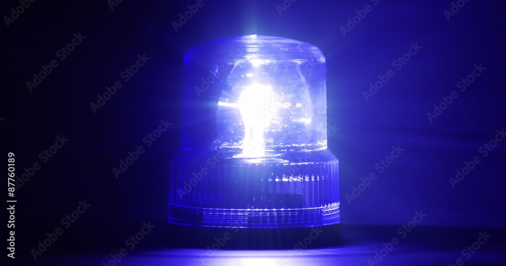 4K - Blue emergency flasher