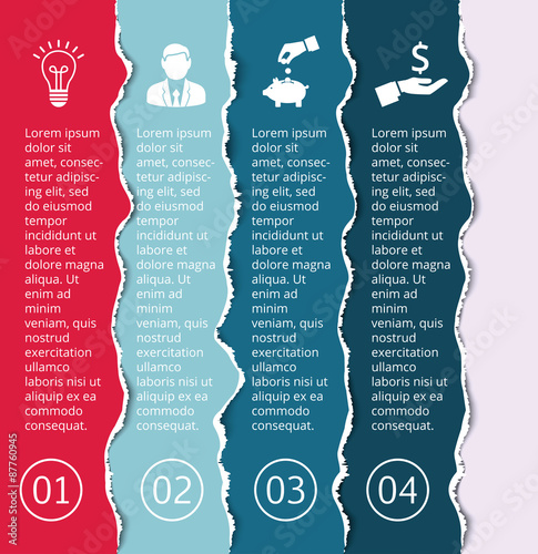 Vector torn pages for infographic. 