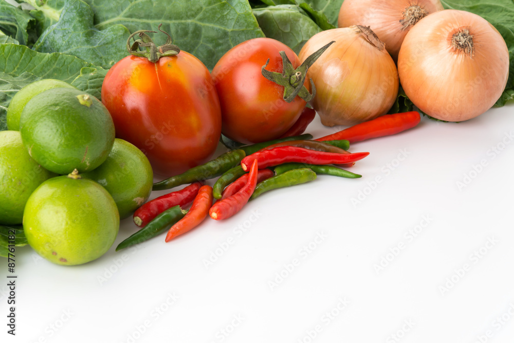 mix vegetable on white background
