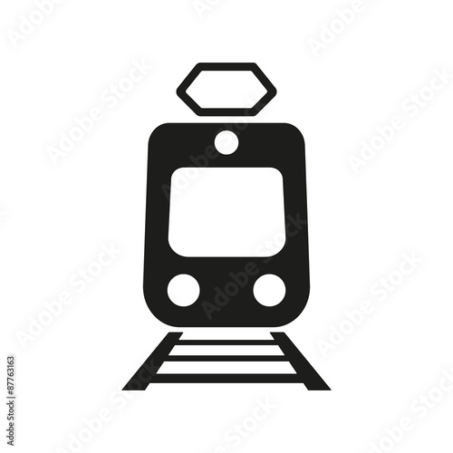 The train icon. Metro and tram, railroad symbol. Flat