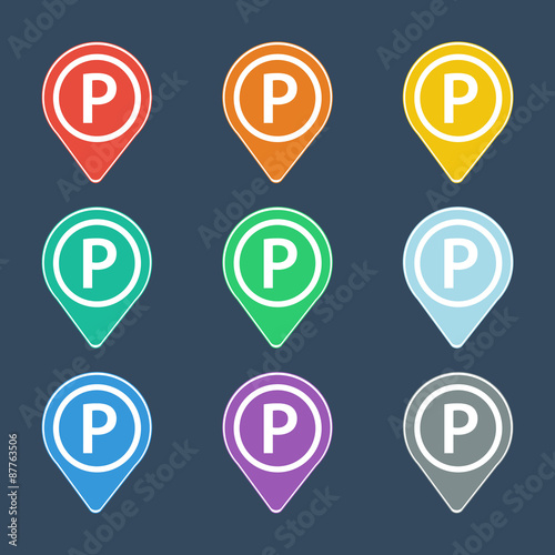 Free Download Set of color parking pointer icons. Vector illustration. - GFXLoad